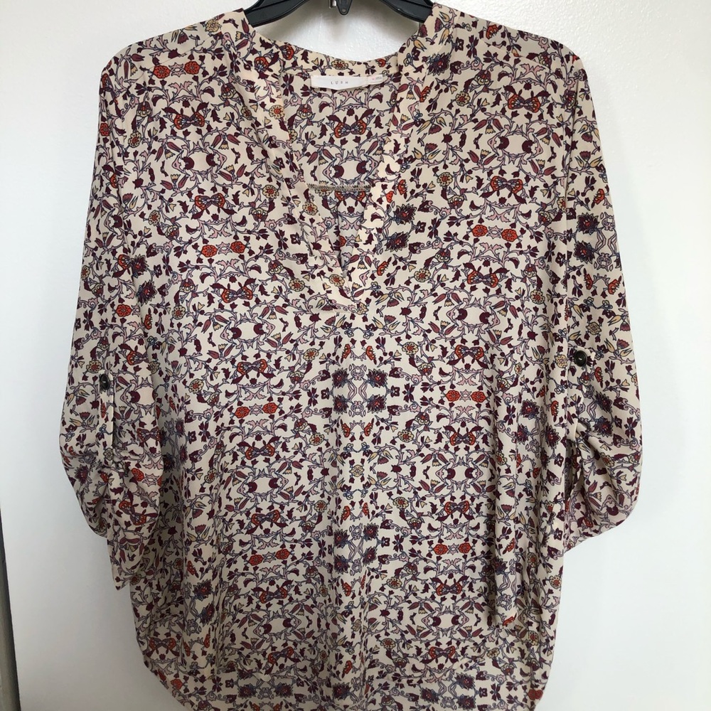 Patterned fall long sleeve blouse